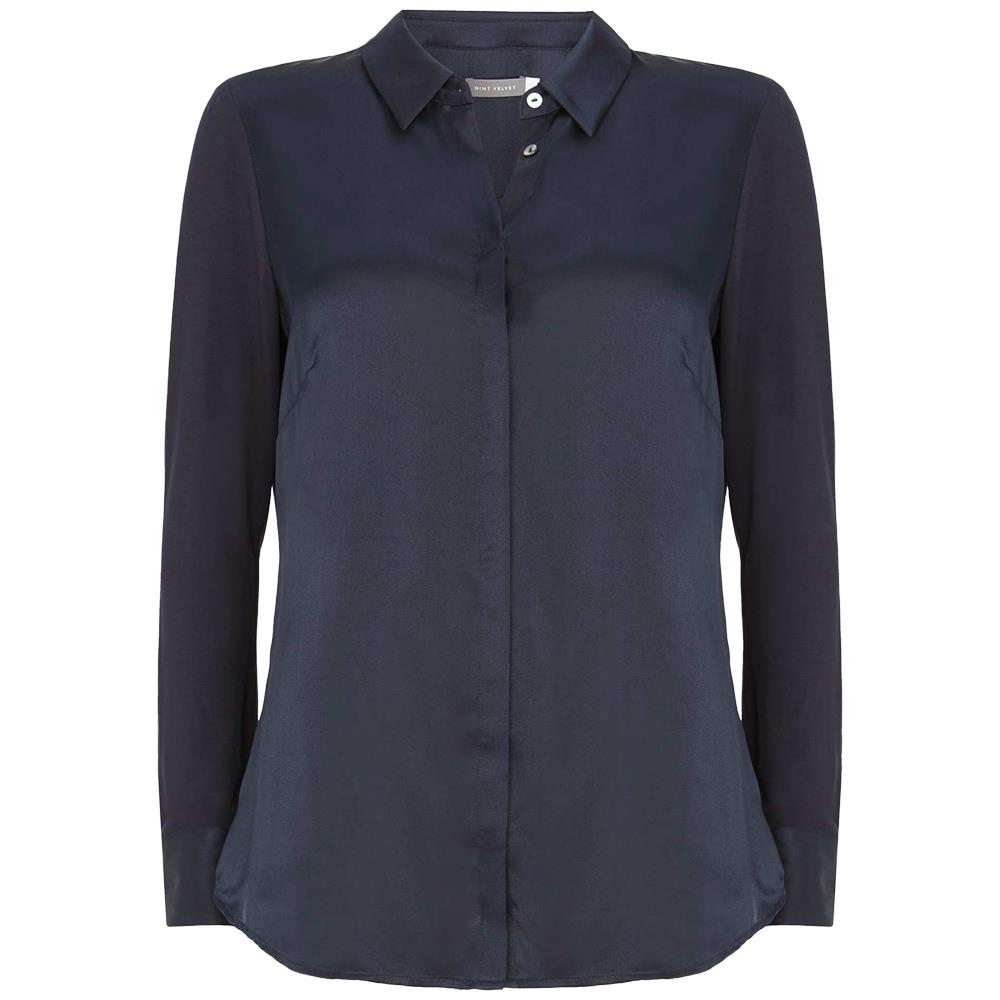 Mint Velvet Navy Silk Front Shirt